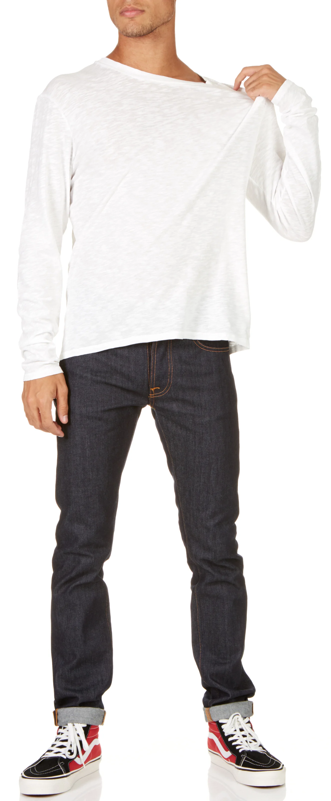 BYSAPICK - Tee-shirt col rond regular-fit en coton | Blanc