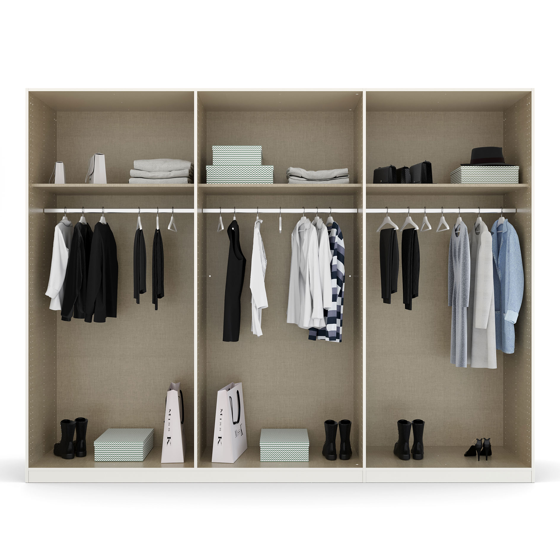 Drehtürenschrank - seidengrau - 271 cm