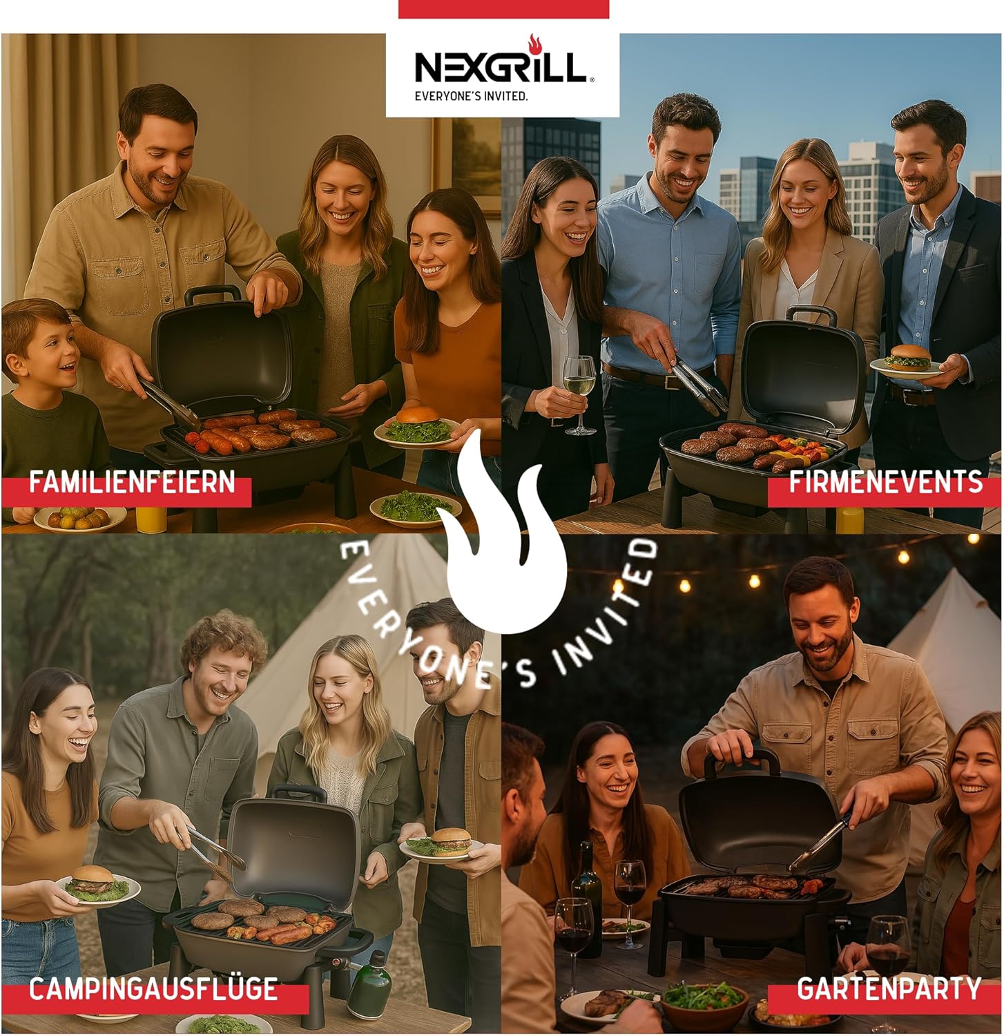 Nexgrill Gasgrill klein & tragbar für bis zu 300° – Tischgrill Gas für Balkon & Camping, Kleiner Grill mit Deckel, Gusseisenrost, 3,1 kW Edelstahlbrenner, Piezozündung, Mini Gasgrill kompakt