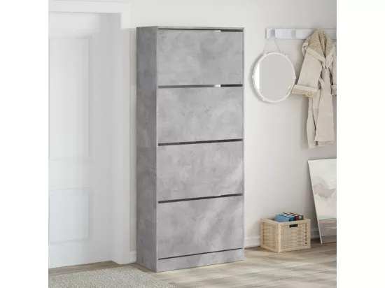 Armoire à chaussures 4 tiroirs rabattables gris béton