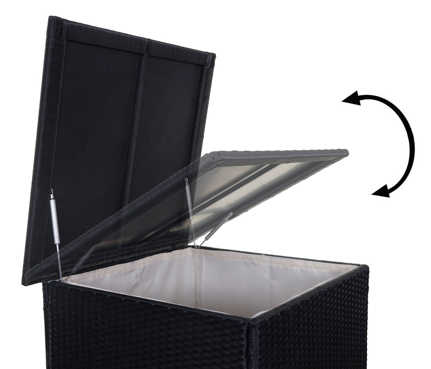 Poly-Rattan-Garnitur MCW-D21, Balkon-/Garten-/Lounge-Set Sofa Sitzgruppe, Box Staufach ~ anthrazit, Kissen dunkelgrau
