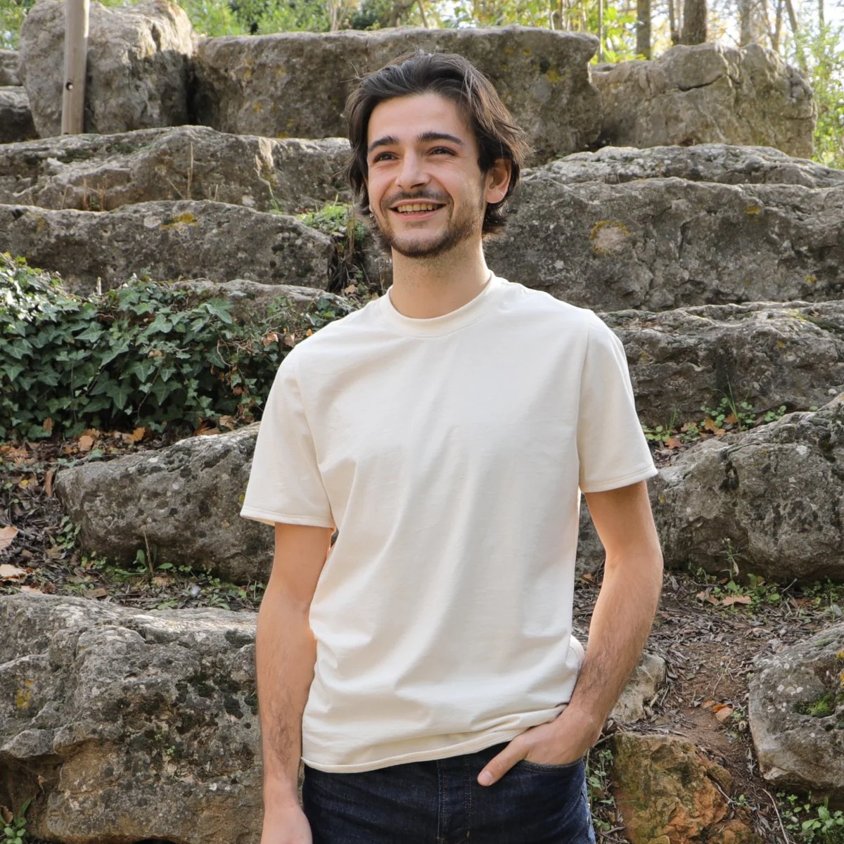 T-shirt en coton pour homme - Version 1 - XXS / Écru