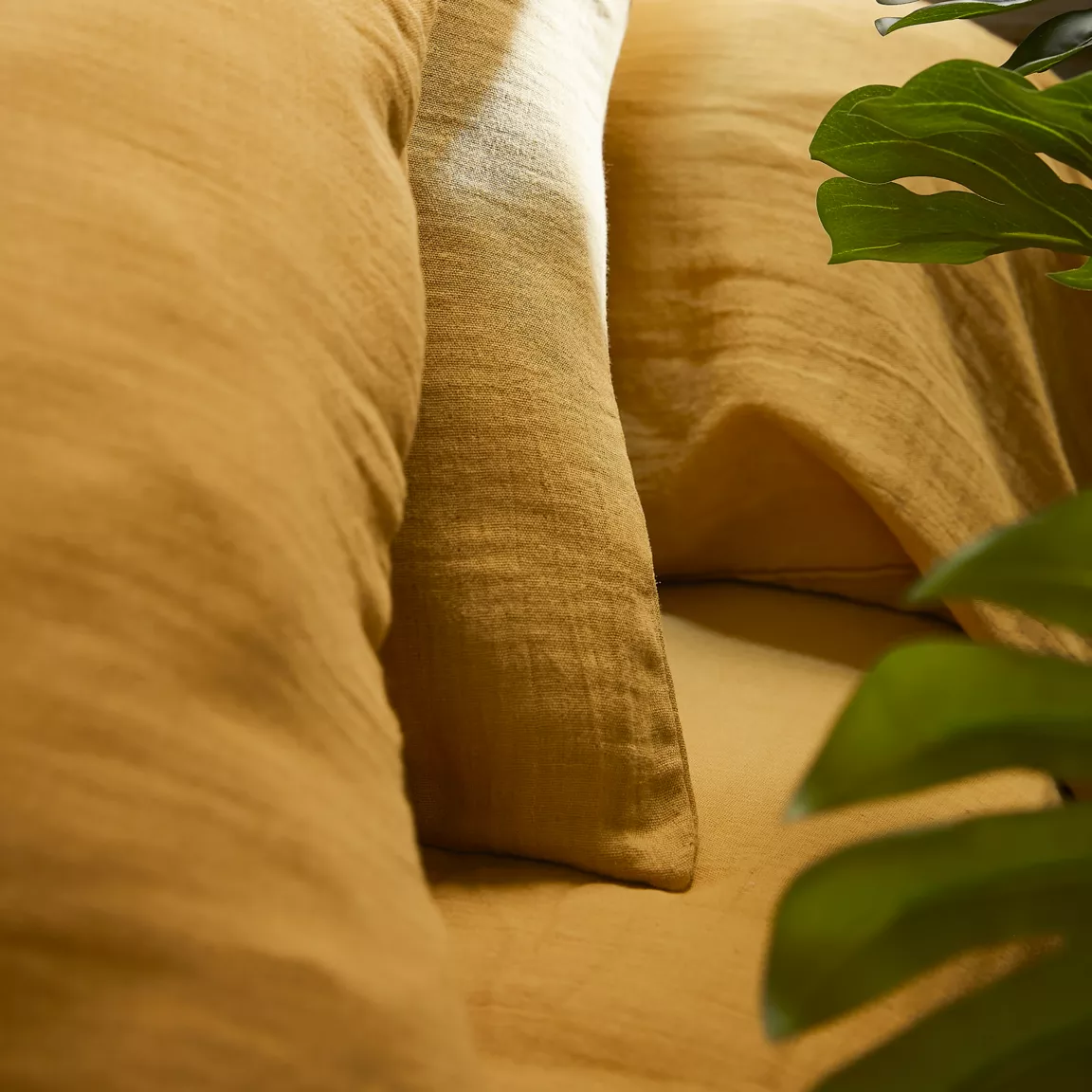 Housse de couette gaze de coton (280 x 240 cm) Gaïa Jaune safran