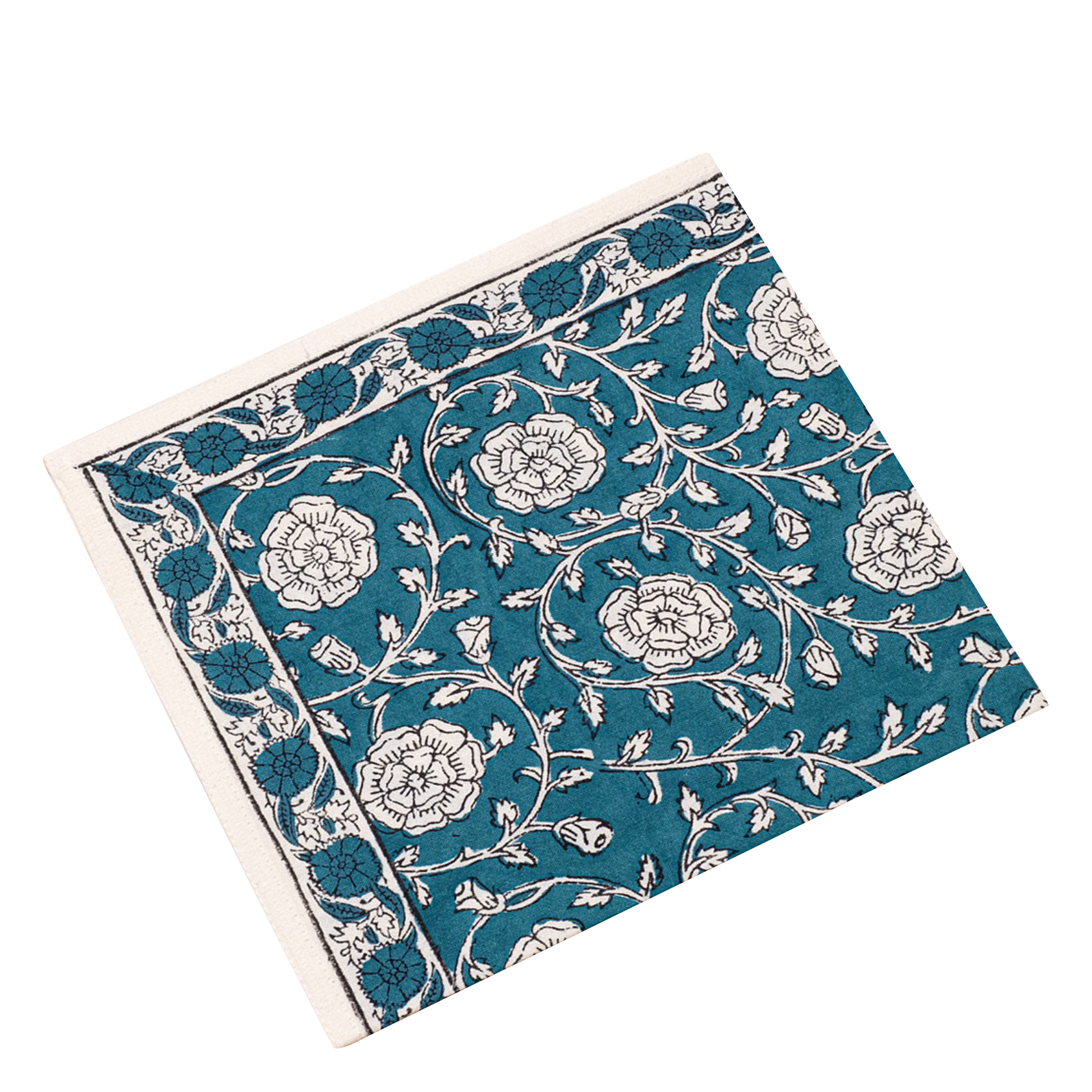Serviette de table imprimé fleuri en coton | Vert
