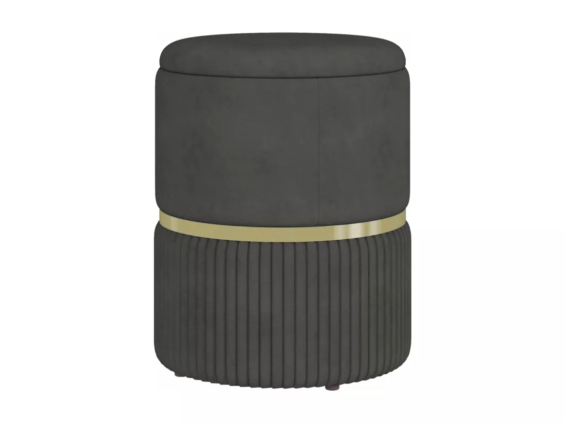 Pouf repose-pied tabouret design avec coffre de rangement velours côtelé acier brossé doré gris