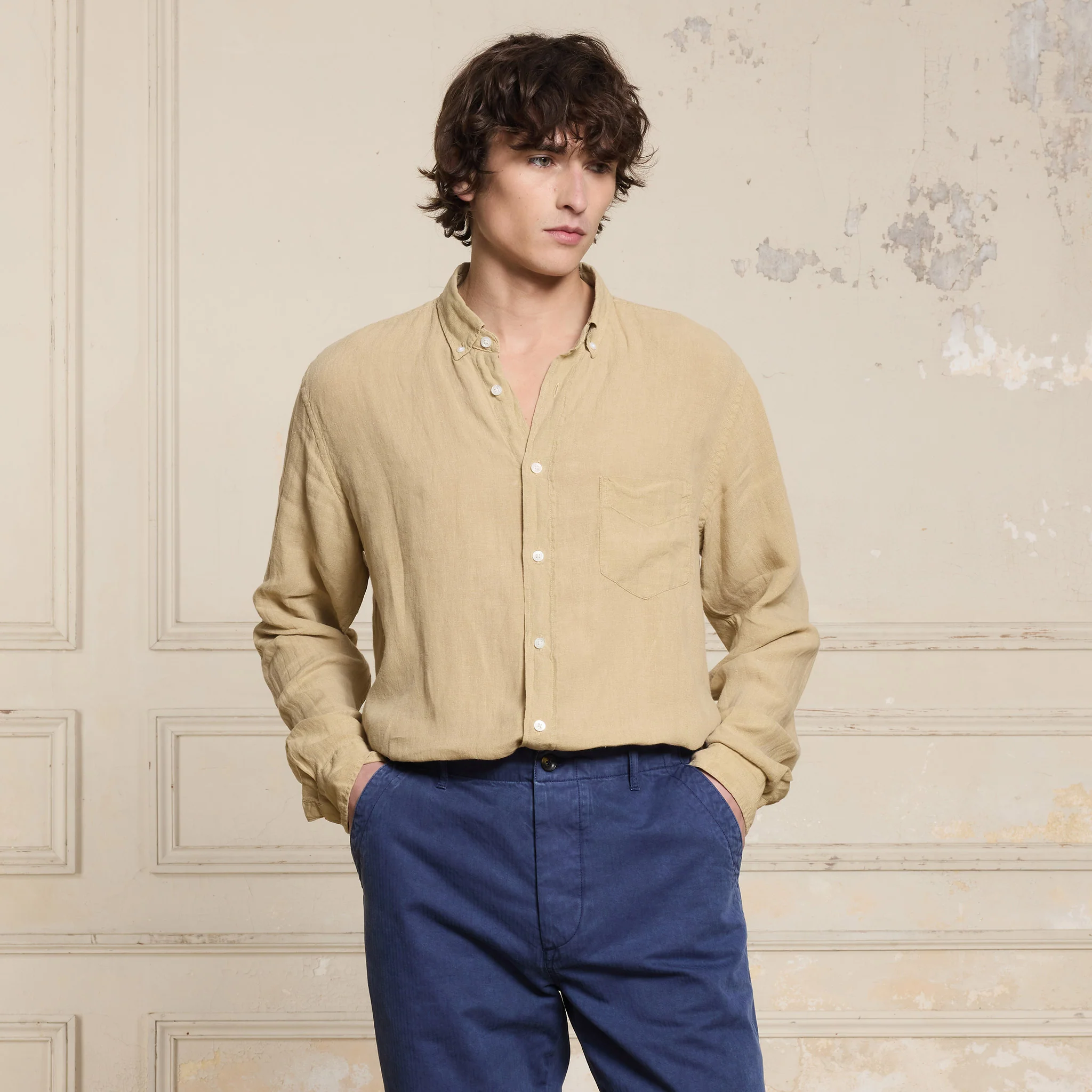 Beige linen shirt