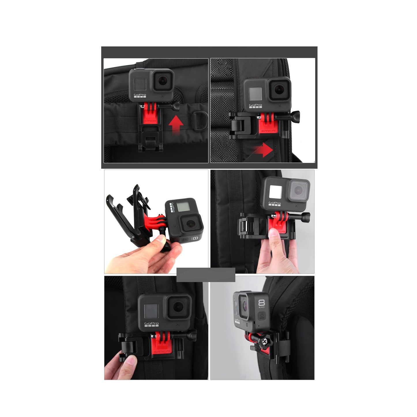 GoPro / DJI / Insta360 Schultergurt Adapter Clip Halterung - Schwarz