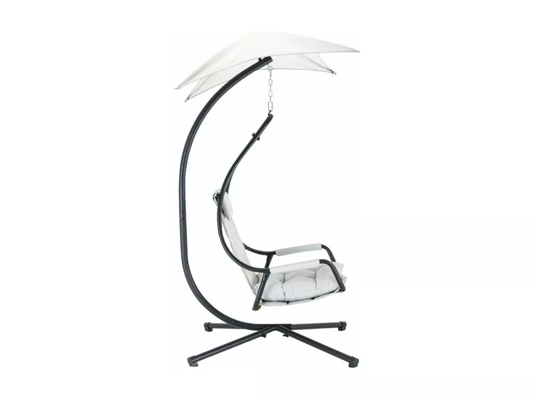 Chaise suspendu Comfivo 318, 212x103x122cm, Noir|Gris clair, Tapisserie|Métal