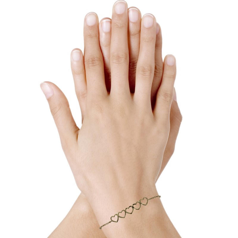 Bracelet Plaqué Or Cinq Petit Coeurs