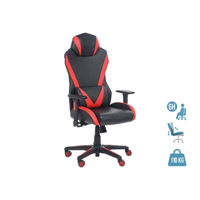 Fauteuil gamer ONLINE - accoudoirs réglables - enceintes intégrées - noir et rouge