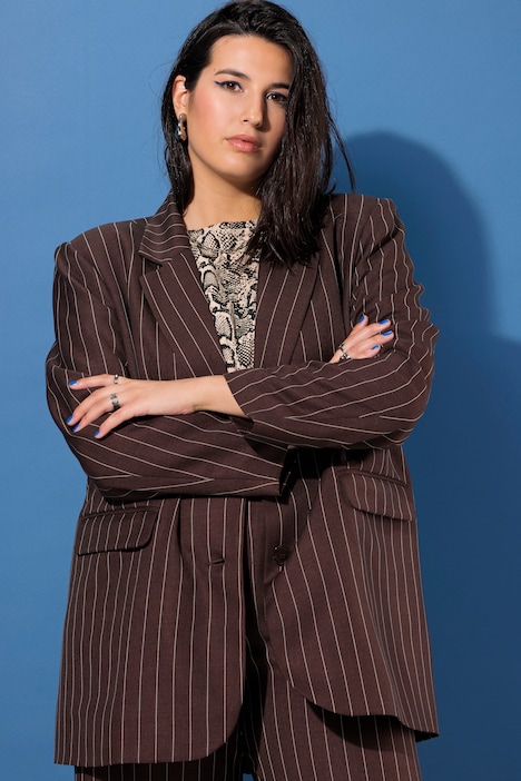 Blazer, oversized, Nadelstreifen, Schimmer