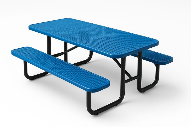 Picknicktisch Set Stahl Polyethylen Blau 180x150x75cm