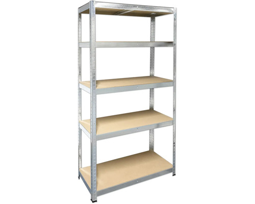 Robuuste stellingkast Schulte, verzinkt, 180x90x40 cm, 5 houten legborden, draagvermogen 875 kg