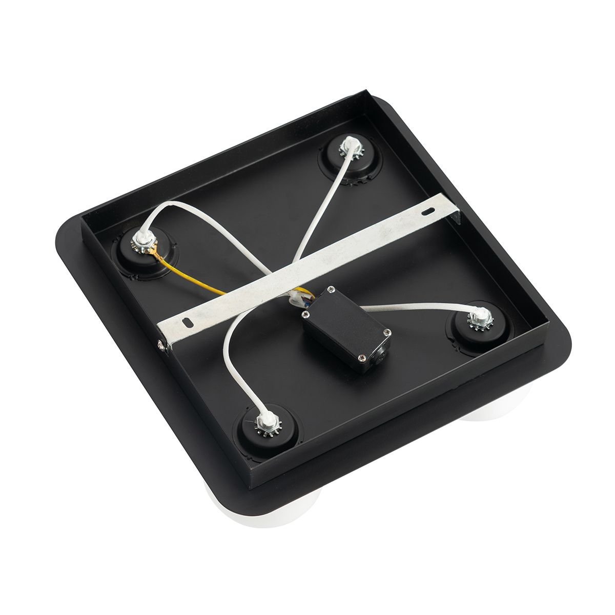 Moderne badkamer plafondlamp zwart vierkant 4-lichts - Cederic