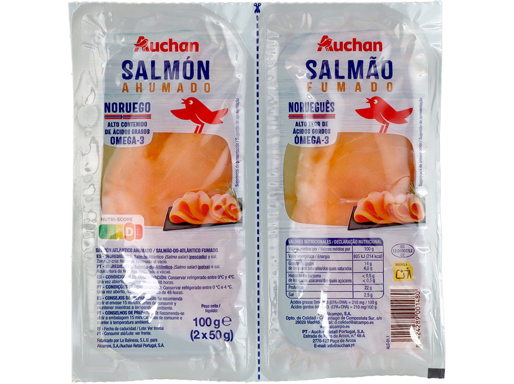 SALMÃO FUMADO AUCHAN 2X50G