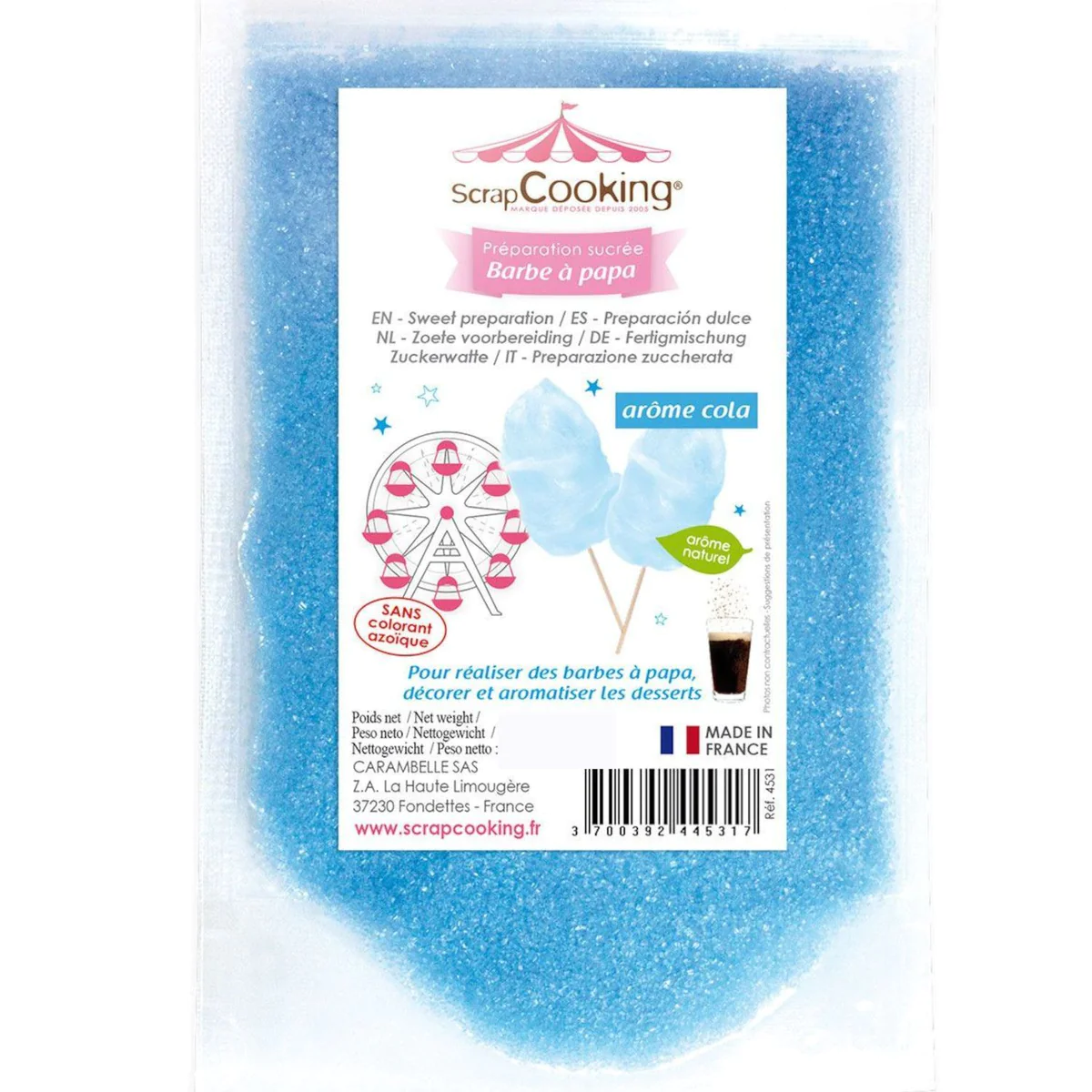Préparation barbe à papa bleue 480 g Scrapcooking