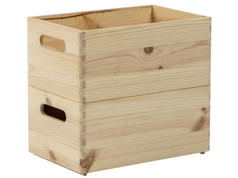 Holz Zollhaus Aufbewahrungskiste Kiefer 20 x 14 x 30 cm, Br Holzbox mit Griff zum Stapeln