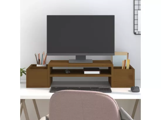 Support de moniteur Marron miel 70x27,5x15cm Bois de pin solide