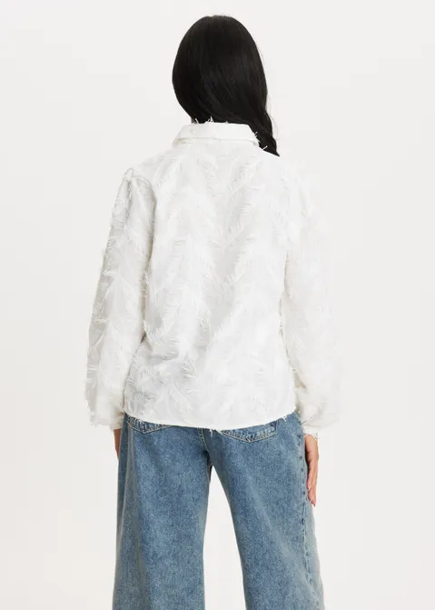 Blouse met franjes off-white (WIT.O)