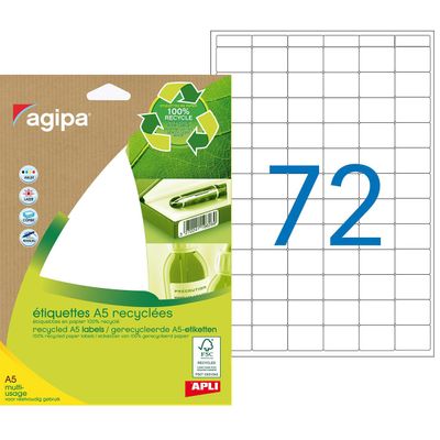 Apli Agipa - Etui A5 - 1008 Étiquettes 100% recyclées blanches multi-usages - 16 x 22 mm - coins arrondis - réf 101243