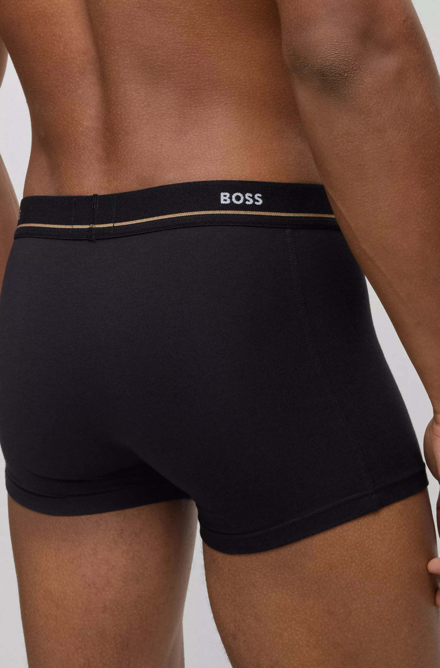 BOSS Black - Pacote com cinco cuecas boxer de algodão elástico com cós com logotipo.