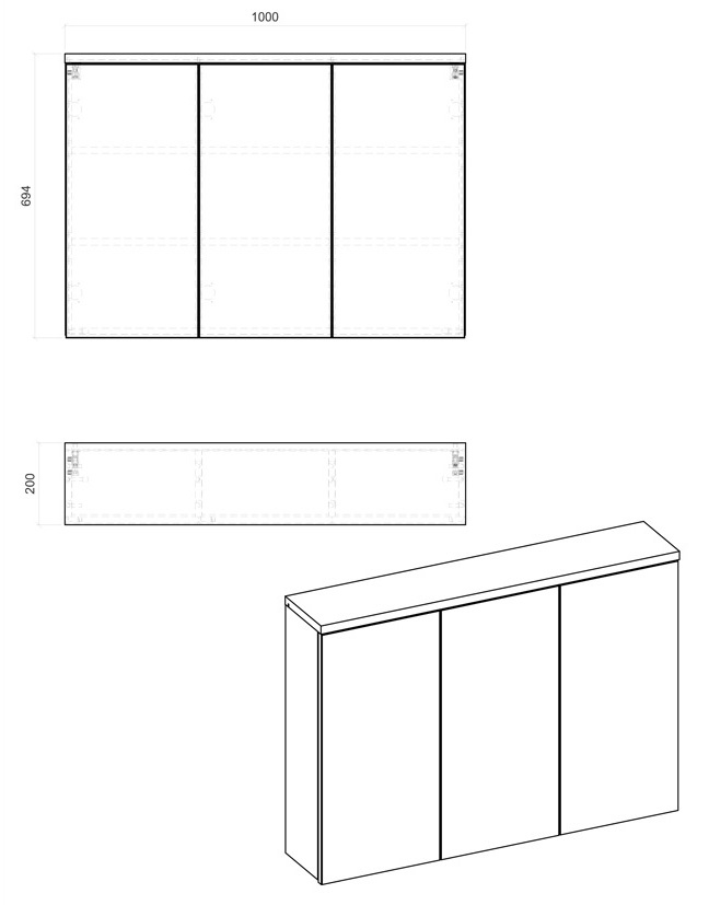 Comad Bali White 845 FSC spiegelkast 100cm eiken/wit