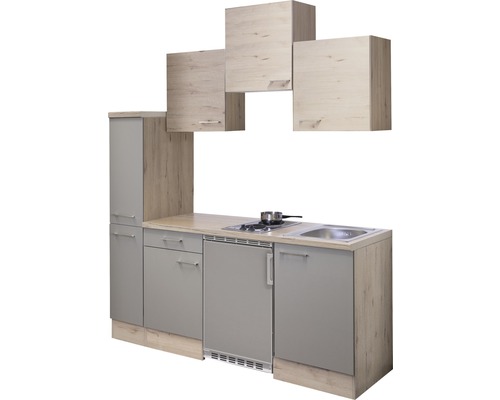 Flex Well enkele keuken met apparatuur Riva 180 cm kwartsiet cubanit san remo licht mat eiken gedemonteerd omkeerbaar versie 00010770