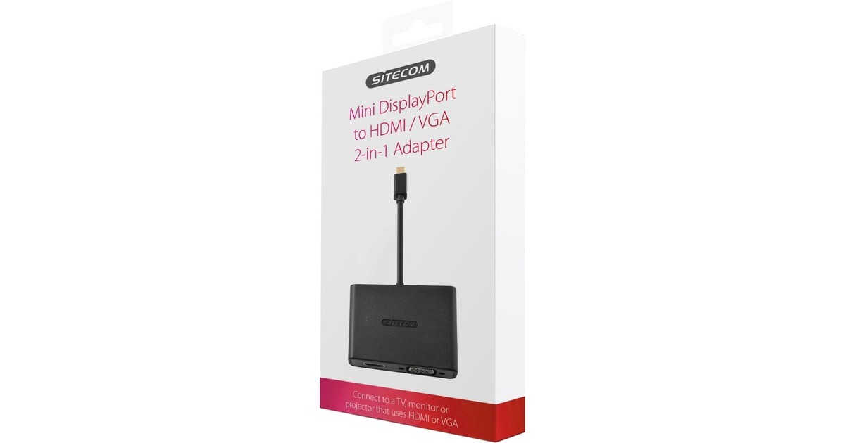 SitecomMini-DisplayPort naar HDMI + VGA 2-in-1 adapter  (Zwart, CN-347)