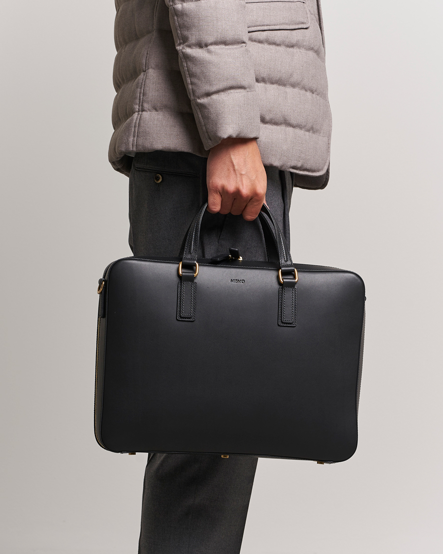 Mismo Morris Full Grain Leather Briefcase Black