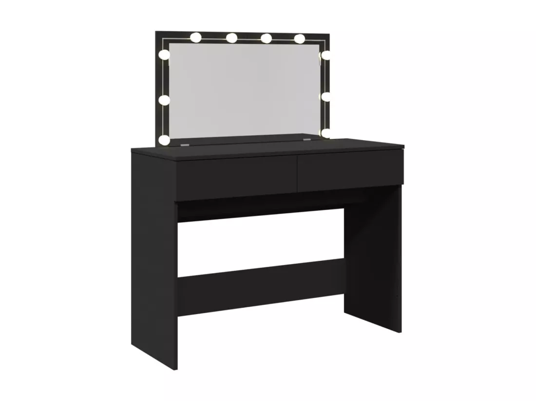 Coiffeuse avec LED noir 100x40x120 cm
