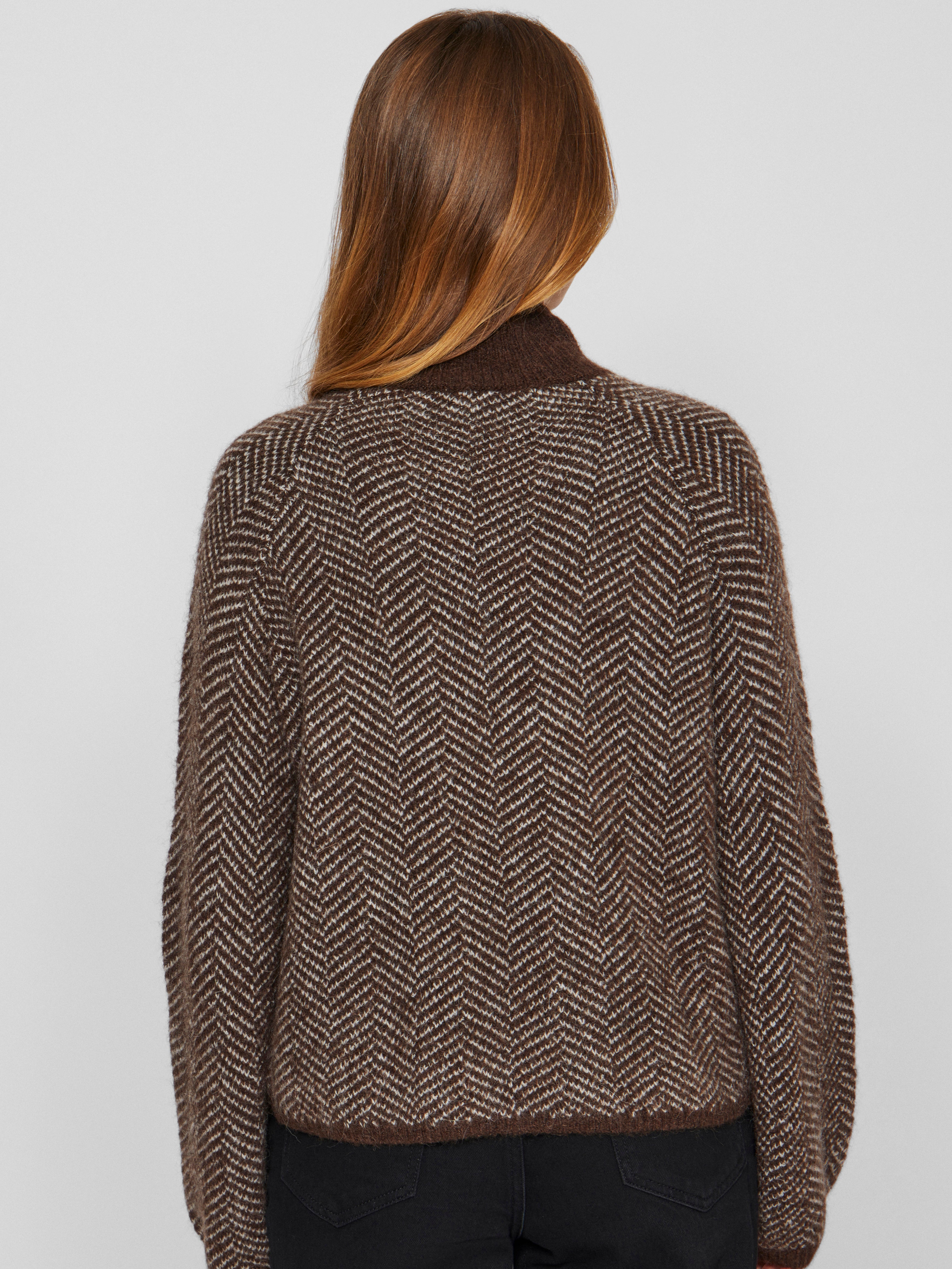 Vila  Vilory high neck L/S uldstriktrøje - Coffee Bean