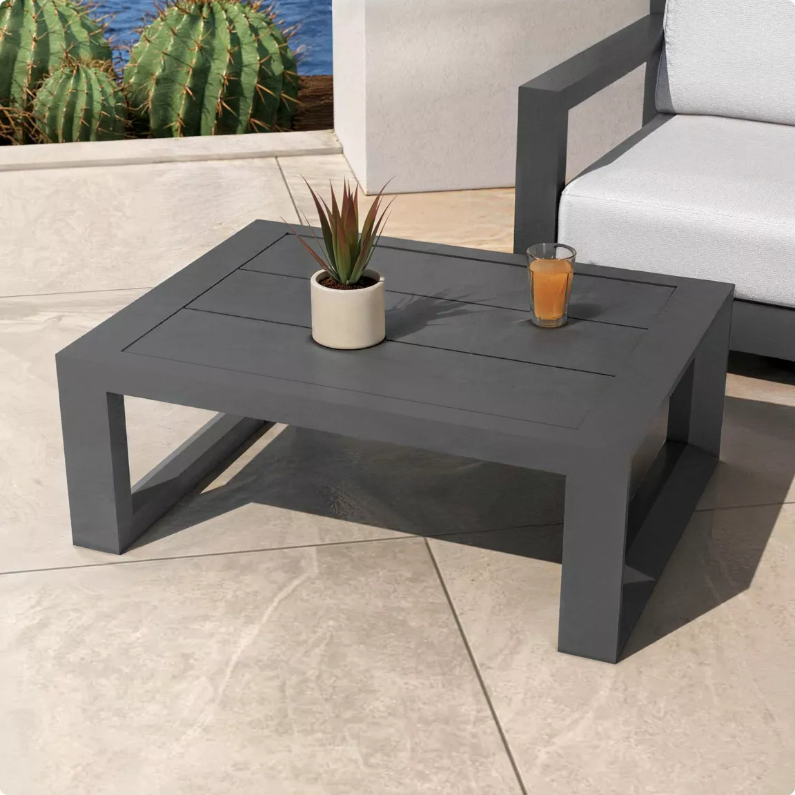 Salon de jardin aluminium 4 places 4 pcs Elba Gris anthracite et gris clair