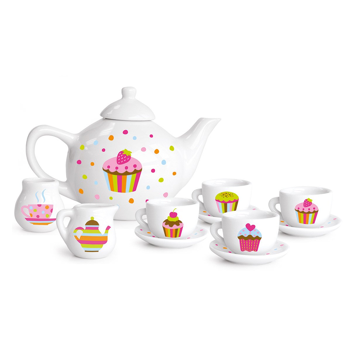 Service à thé cupcake en porcelaine 12 pièces