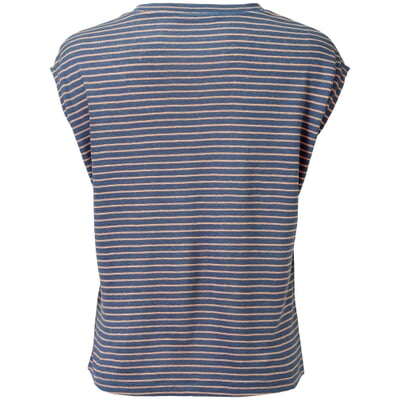 Damen-Leinenshirt gestreift, Blau-Rose