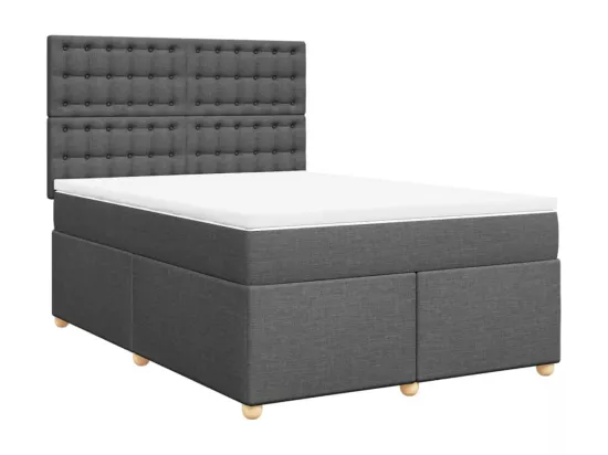 Sommier à lattes de lit avec matelas Gris foncé 140x190cm Tissu