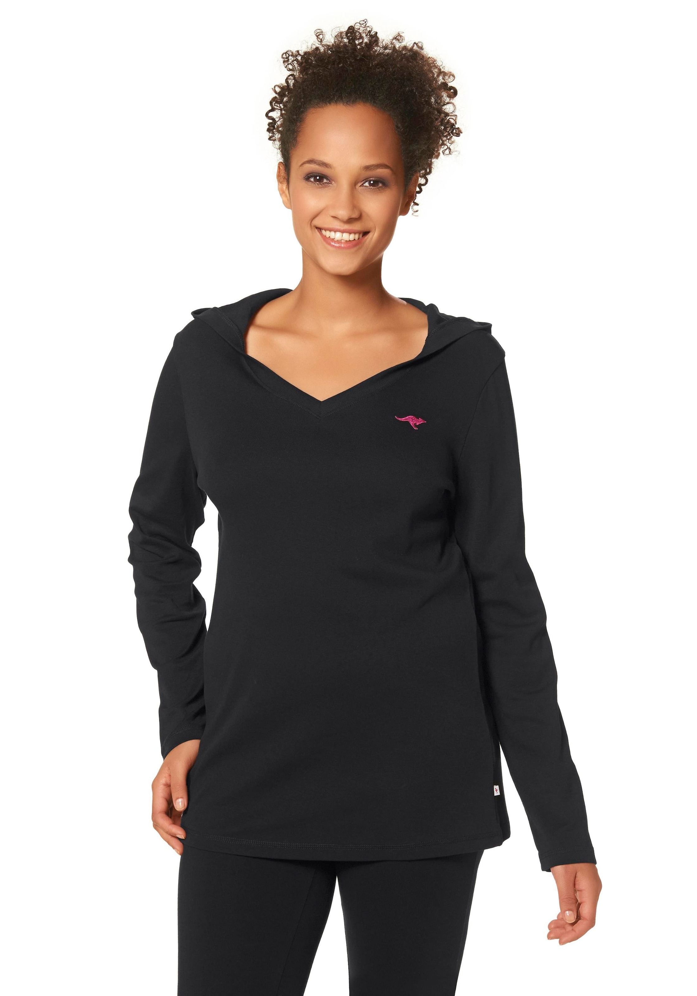 KangaROOS Kapuzenshirt , Langarm,  V-Ausschnitt,  aus 100% Baumwolle, grosse Grössen