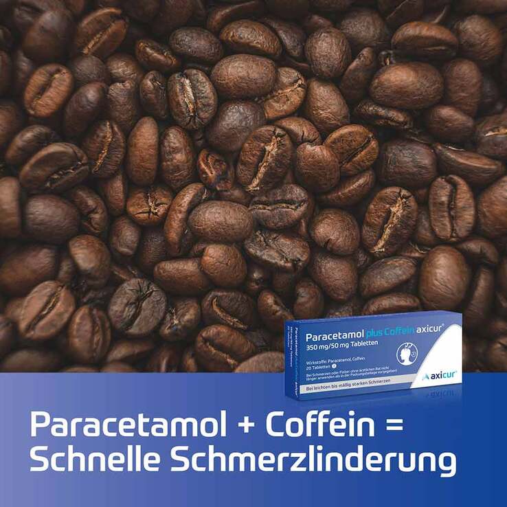 Paracetamol plus Coffein axicur® 350 mg/50 mg Tabletten, 20 St