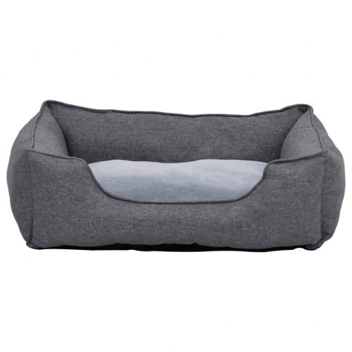 Sofá retangular acolchoado para cães Vidaxl com almofada cinza