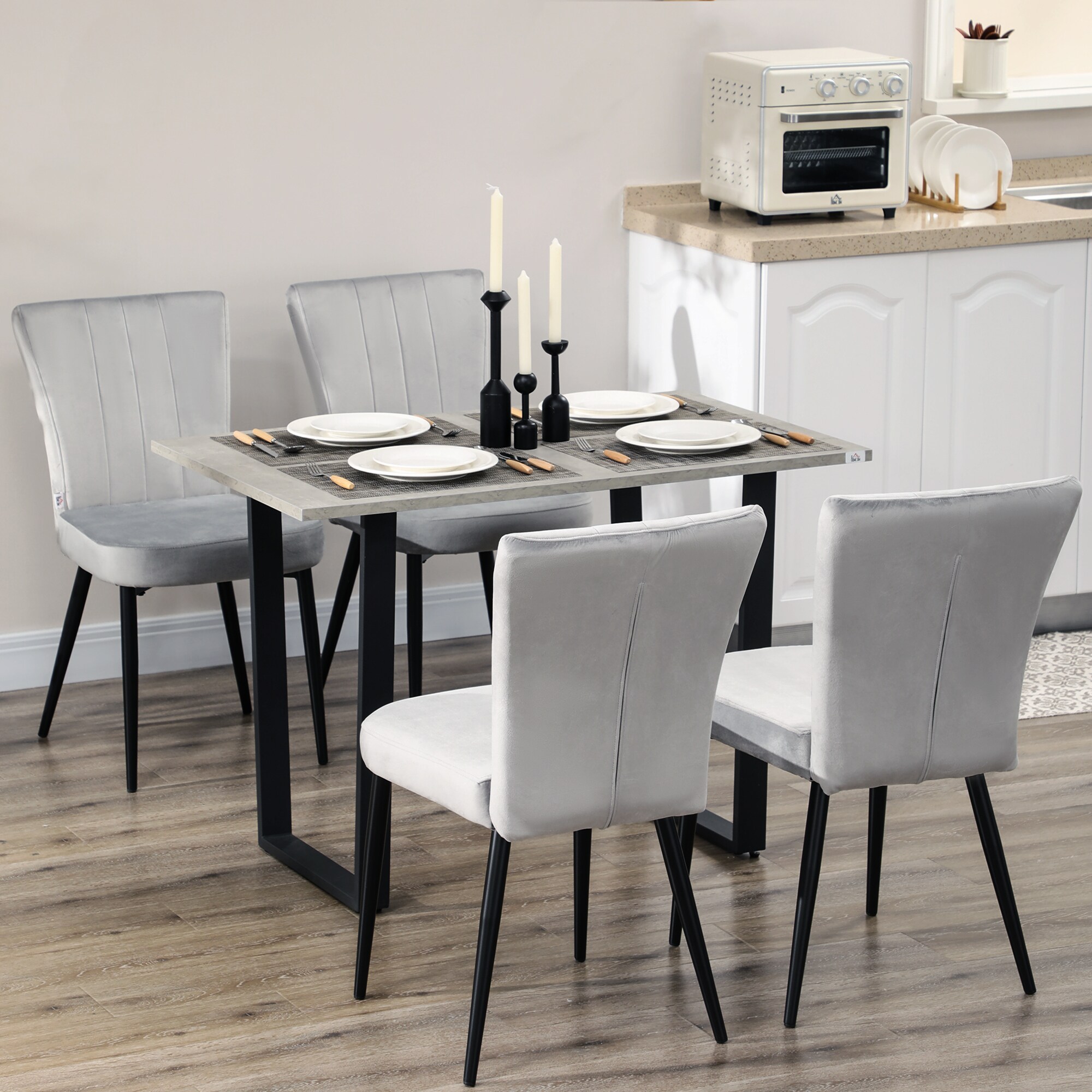 HOMCOM Esszimmerstuhl mit Stahlbeinen grau 46L x 65B x 87H cm