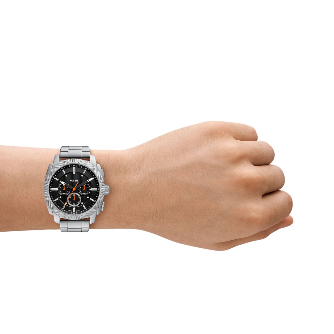 Fossil Machine Chronograph 44mm Silbrig / Schwarz