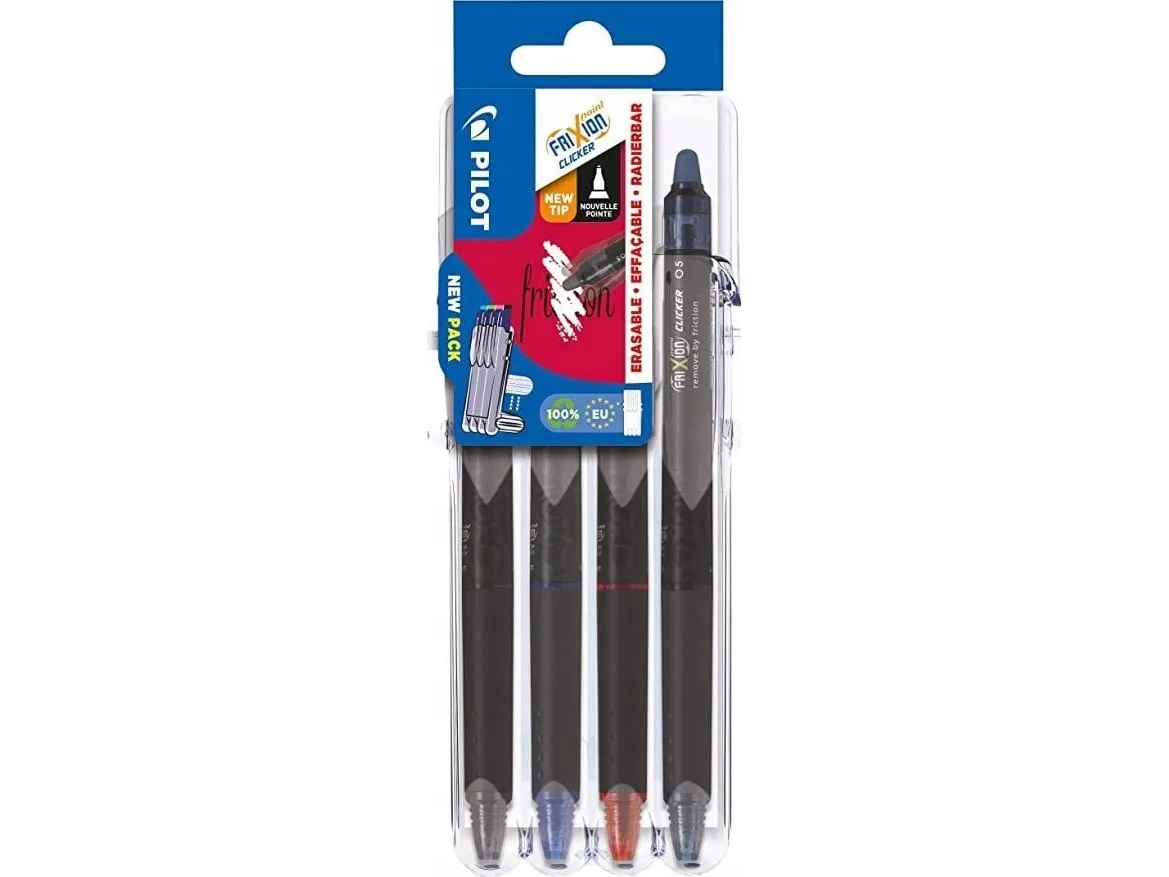 Pilot FriXion Point Clicker 0,5 mm - med 4 stk. ass. farver