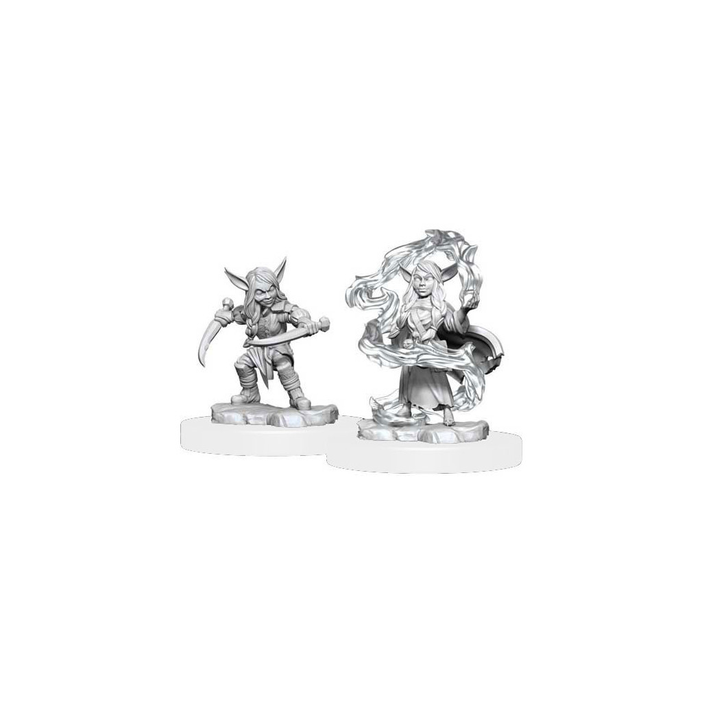 Critical Role Unpainted Miniatures: Goblin Sorceror and Rogue Female
