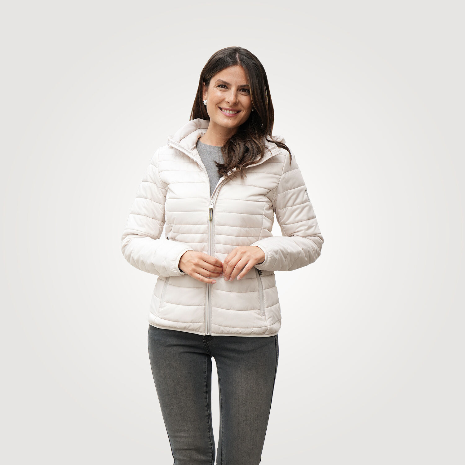 Steppjacke mit abnehmbarer Kapuze