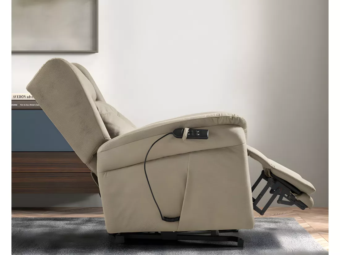 Fauteuil de relaxation et releveur électrique 2 moteurs tissu Kalone-Couleur Beige