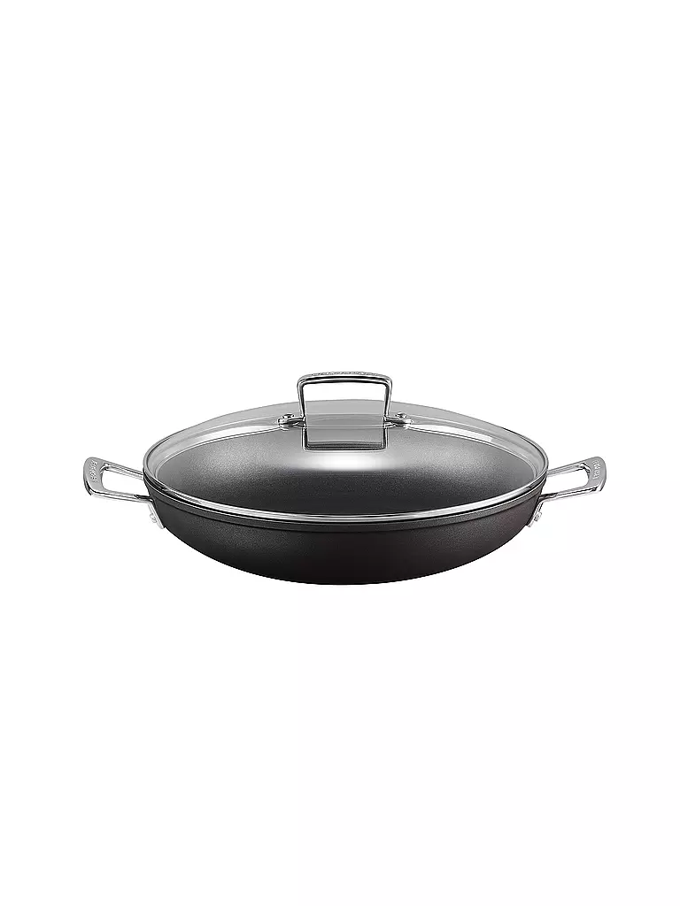 LE CREUSET Aluminium-Antihaft Profipfanne mit Glasdeckel 30cm Schwarz schwarz