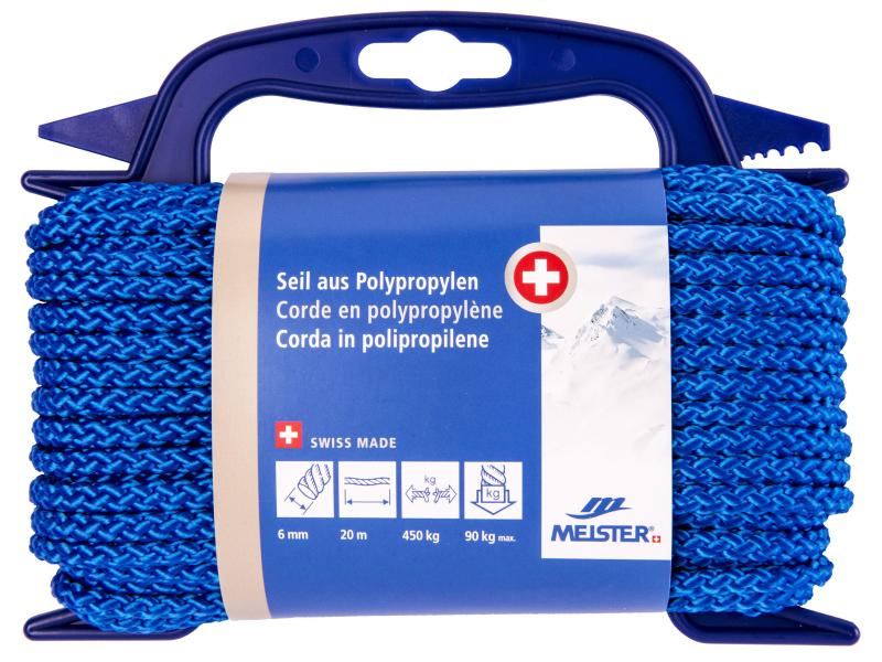 Meister Polypropylenseil Ø 6 mm, 20 m, 450 kg, Blau Polypropylensseil UNISOFT geflochten