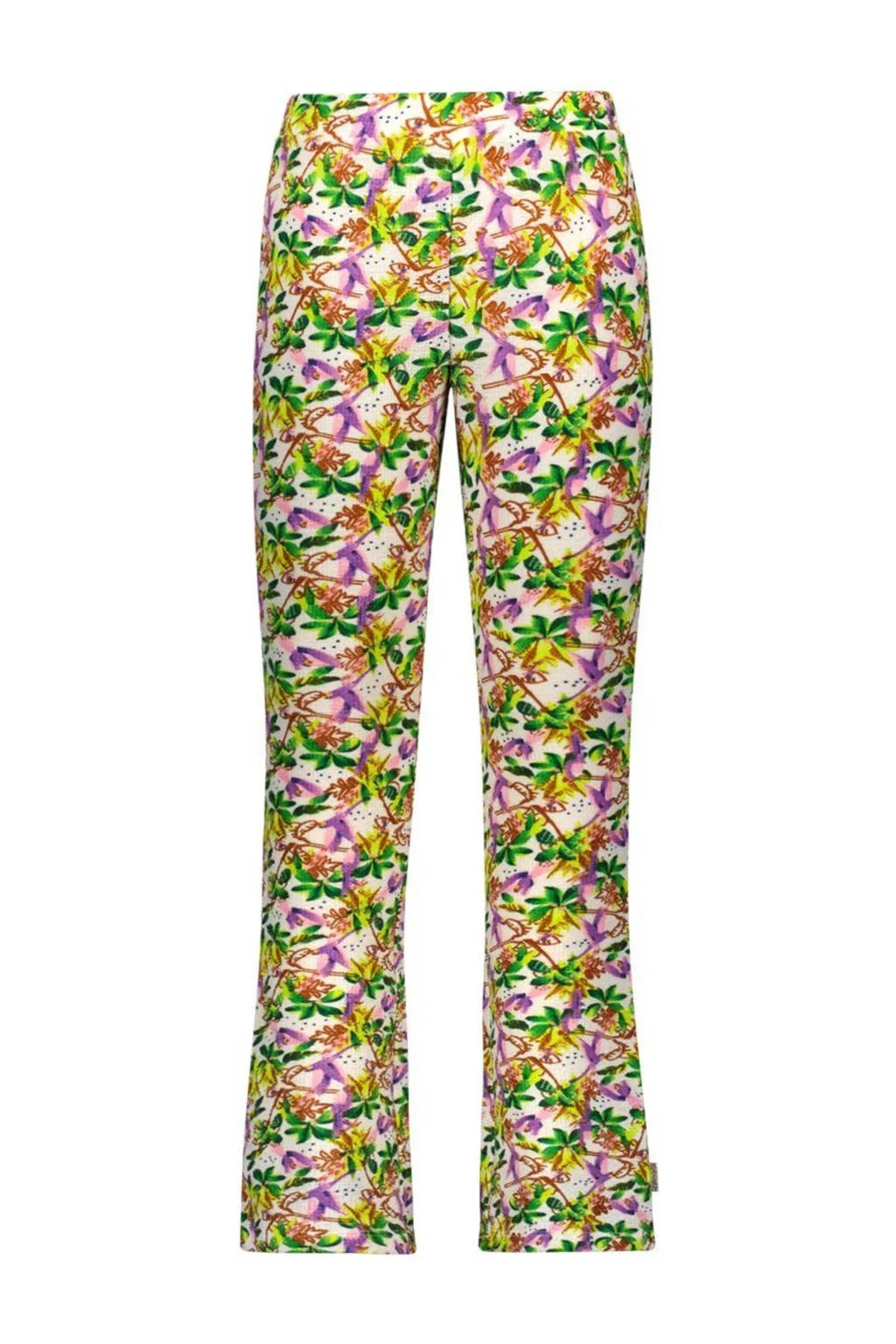 B.Nosy gebloemde flared broek groen/lila/wit