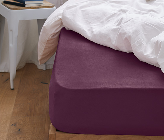 Biber-Spannbettlaken, Normalgröße, aubergine