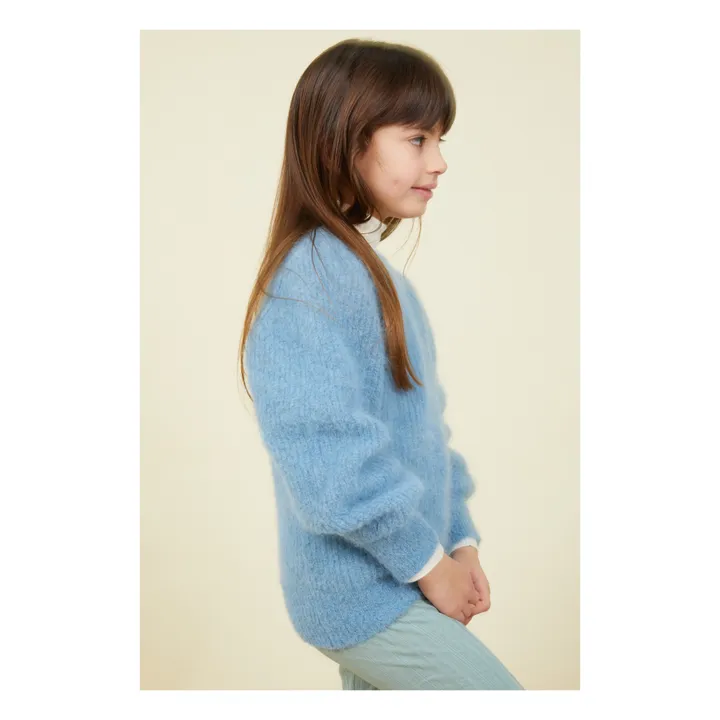 SMALLABLE BASICS Pull Fille Col Rond à Manches Ballon Alpaga | Bleu ciel