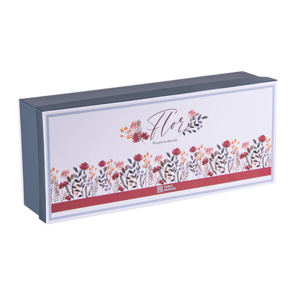 Coffret de 4 tasses et sous tasses 18 cl Flor Table passion